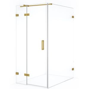 Diamond Douchecabine | 140x100 cm Goud Helder glas Draaideur Rechthoek