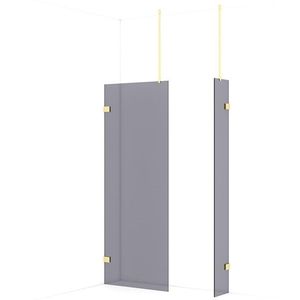 Diamond Inloopdouche | 80x30 cm Lichtgoud Rookglas 2 vaste wanden