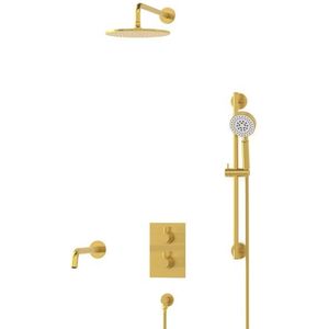 Radius Inbouw Badkraan met regendouche | Goud Thermostatisch