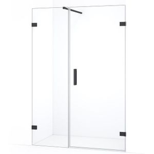 Diamond Douchedeur | 115 cm Zwart chroom Helder glas Draaideur