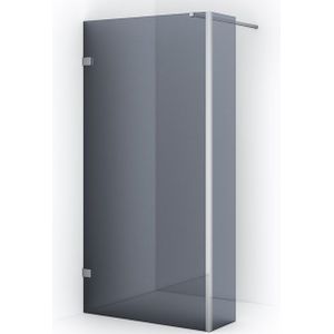 Diamond Inloopdouche | 90 cm Chroom Rookglas Vaste wand met zijwand