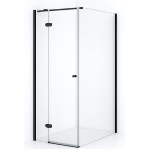 Amber Douchecabine | 110x80 cm Mat zwart Helder glas Draaideur Rechthoek