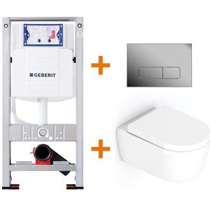 Toiletset Glans wit met Easy Clean + Geberit UP320 inbouwreservoir