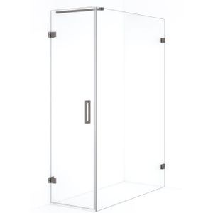 Diamond Douchecabine | 140x60 cm Zwart metaal Helder glas Draaideur Rechthoek