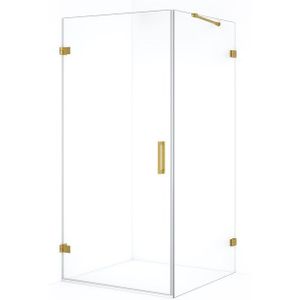 Diamond Douchecabine | 90x90 cm Goud Helder glas Draaideur Vierkant