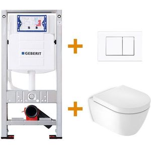 Toiletset Glans wit Verkort met Easy Clean + Geberit UP320 inbouwreservoir