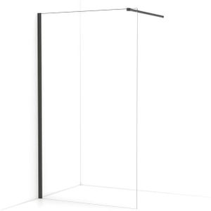 Diamond Inloopdouche | 120 cm Zwart chroom Helder glas Vaste wand