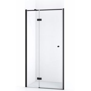 Amber Douchedeur | 100 cm Mat zwart Helder glas Draaideur