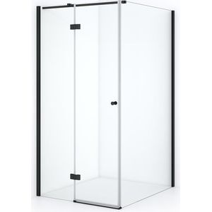 Amber Douchecabine | 110x90 cm Mat zwart Helder glas Draaideur Rechthoek