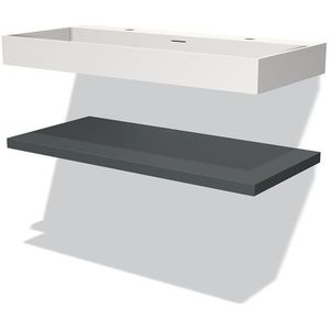 Modulo Badkamermeubel met wastafel | 100 cm Donkergrijs front Solid surface Wastafel met blad