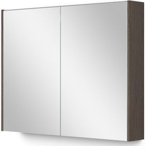 Spiegelkast Met Verlichting Modulo 90x70cm Donkerbruin Eiken