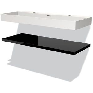 Modulo Badkamermeubel met wastafel | 120 cm Hoogglans zwart front Solid surface Wastafel met blad