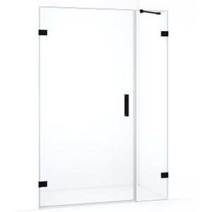 Diamond Douchedeur | 125 cm Mat zwart Helder glas Draaideur