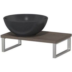 Modulo Pico Wastafelblad met waskom | 41 cm Donkerbruin eiken Mat zwart Quartz