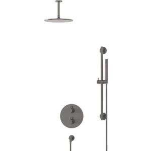 Radius Regendouche Inbouw | Zwart metaal 25 cm Regendouche Thermostatisch