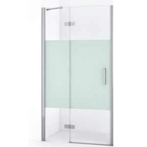 Diamond Douchedeur | 90 cm Chroom Helder met matte strook Draaideur