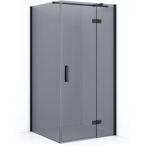 Diamond Douchecabine | 90x90 cm Zwart chroom Rookglas Draaideur Vierkant