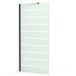 Diamond Inloopdouche | 90 cm Mat zwart Helder met matte strepen Vaste wand