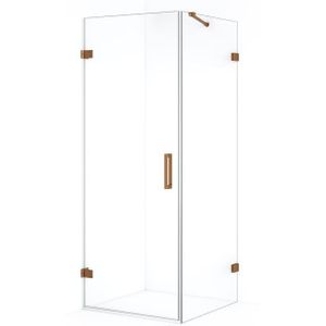 Diamond Douchecabine | 80x80 cm Koper Helder glas Draaideur Vierkant