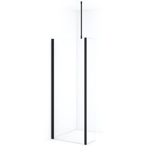 Diamond Inloopdouche | 70 cm Mat zwart Helder glas Vaste wand met zijwand
