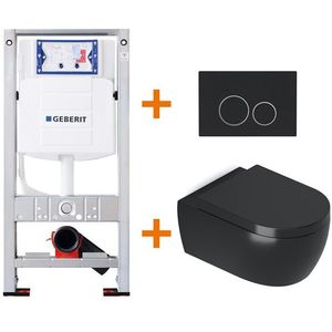 Toiletset Mat zwart met Easy Clean + Geberit UP320 inbouwreservoir