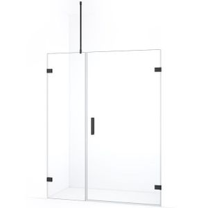 Diamond Douchedeur | 145 cm Zwart chroom Helder glas Draaideur