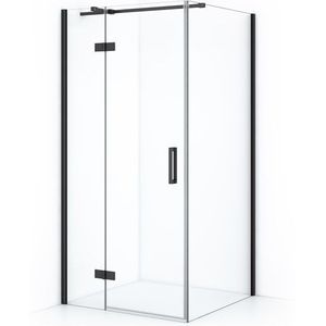 Diamond Douchecabine | 90x90 cm Zwart chroom Helder glas Draaideur Vierkant