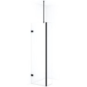 Diamond Inloopdouche | 60 cm Mat zwart Helder glas Vaste wand met zijwand
