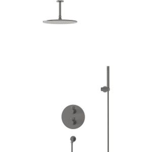 Radius Regendouche Inbouw | Zwart metaal 30 cm Regendouche Thermostatisch