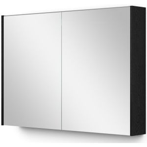 Spiegelkast Met Verlichting Modulo 100x70cm Zwart Eiken