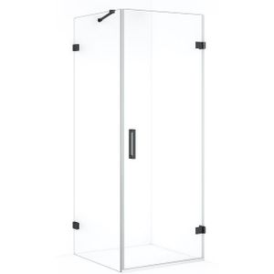 Diamond Douchecabine | 70x70 cm Zwart chroom Helder glas Draaideur Vierkant