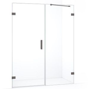 Diamond Douchedeur | 155 cm Zwart metaal Helder glas Draaideur