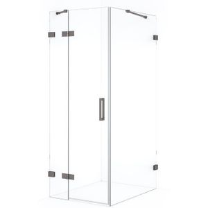 Diamond Douchecabine | 90x90 cm Zwart metaal Helder glas Draaideur Vierkant