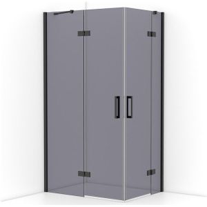 Diamond Douchecabine | 110x80 cm Zwart chroom Rookglas Draaideur Rechthoek