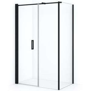 Diamond Douchecabine | 120x80 cm Mat zwart Helder glas Draaideur Rechthoek