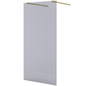 Diamond Inloopdouche | 100 cm Goud Rookglas Vrijstaande wand