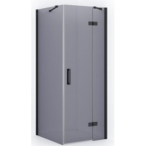 Diamond Douchecabine | 80x80 cm Zwart chroom Rookglas Draaideur Vierkant
