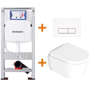 Toiletset Glans wit Verkort met Easy Clean + Geberit UP320 inbouwreservoir