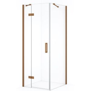 Diamond Douchecabine | 90x70 cm Koper Helder glas Draaideur Rechthoek