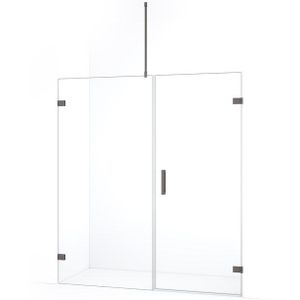 Diamond Douchedeur | 155 cm Zwart metaal Helder glas Draaideur