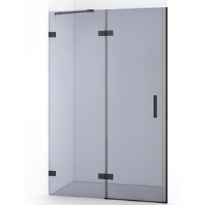 Diamond Douchedeur | 110 cm Zwart chroom Rookglas Draaideur