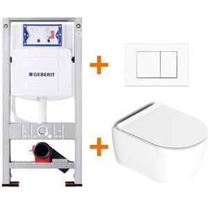 Toiletset Glans wit Verkort met Easy Clean + Geberit UP320 inbouwreservoir