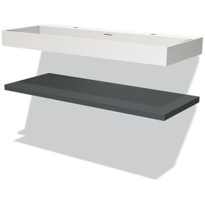 Modulo Badkamermeubel met wastafel | 120 cm Donkergrijs front Solid surface Wastafel met blad