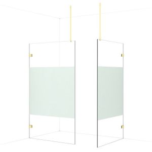 Diamond Inloopdouche | 120x110 cm Lichtgoud Helder met matte strook 2 vaste wanden