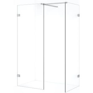 Diamond Inloopdouche | 70x70 cm Chroom Helder glas 2 vaste wanden
