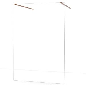 Diamond Inloopdouche | 140 cm Koper Helder glas Vrijstaande wand