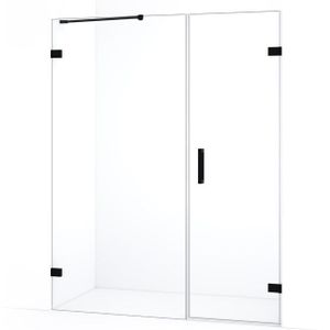 Diamond Douchedeur | 145 cm Mat zwart Helder glas Draaideur