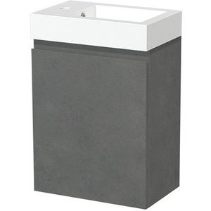 Modulo Pico Toiletmeubel met wastafel | 40 cm Donkergrijs beton Greeploos front Mineraalmarmer