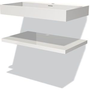 Modulo Badkamermeubel met wastafel | 80 cm Hoogglans wit front Solid surface Wastafel met blad