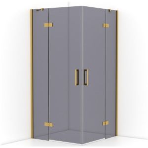 Diamond Douchecabine | 100x100 cm Goud Rookglas Draaideur Vierkant